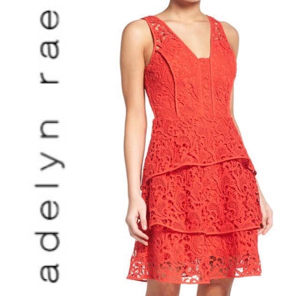 Adelyn Rae Dresses & Skirts - Adelyn Rae Red Lace Sleeveless Tiered Skirt Dress NWT